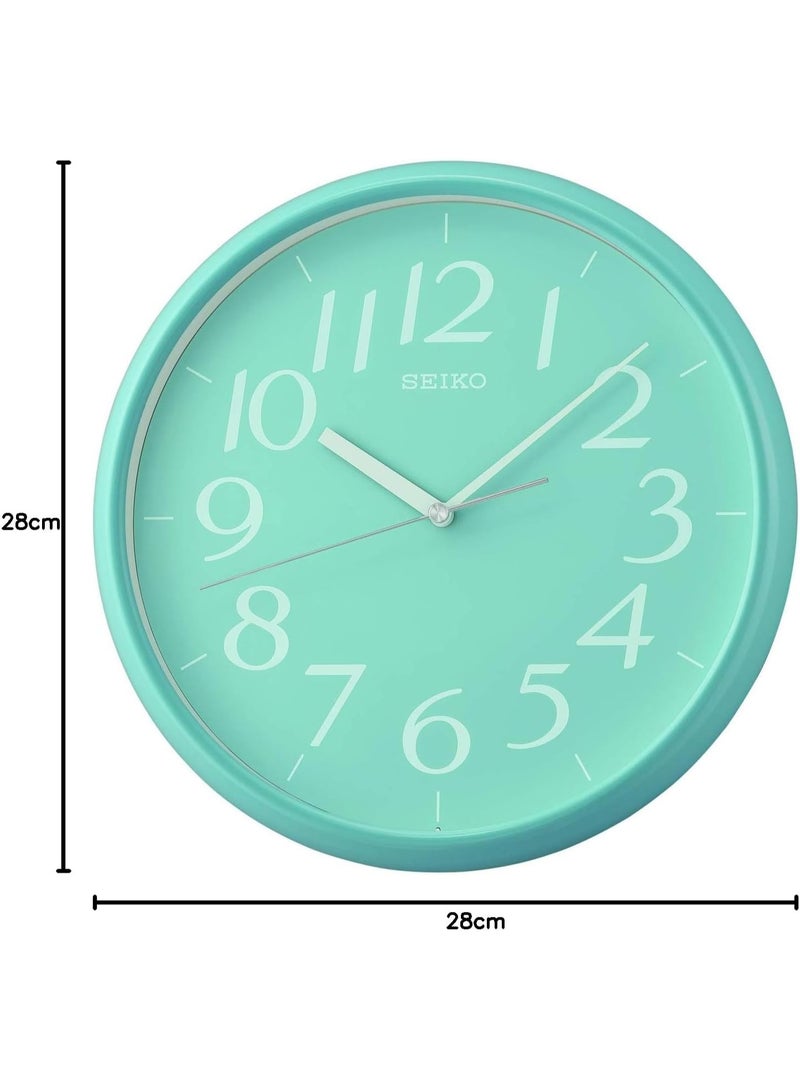 Seiko QXA719L 28 cm Analog Wall Clock – Light Blue Dial, Plastic Case, Quartz Movement, Battery-Operated – Silent Sweep Design - Image 2